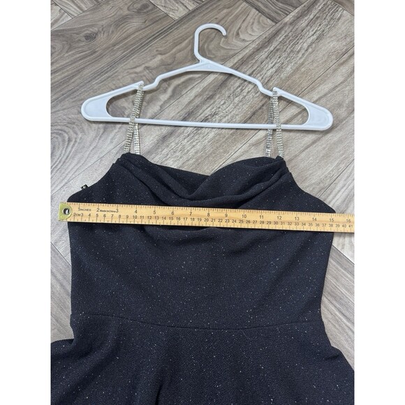 CITY Triangles Juniors 5 Draped Neckline Short Dress Black Glow - Picture 4 of 9